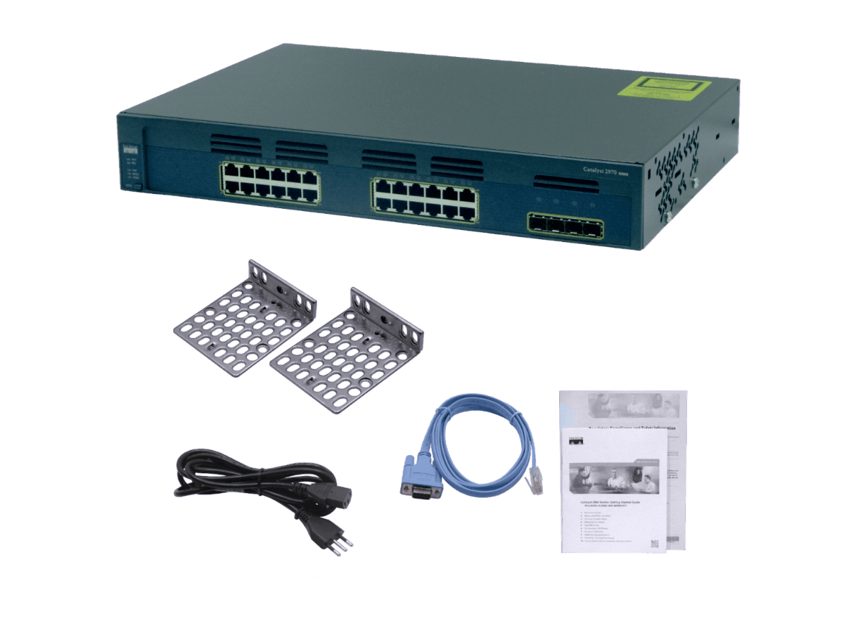 CISCO REFACCIONADO 24-1000 4-SFP RS232-RJ45/DB9-H Switch Rack-1,5U 3