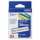 Cinta laminada Brother TZES-961 negro sobre plata 36mm para rotuladoras PT extra resistente - Miniatura 1