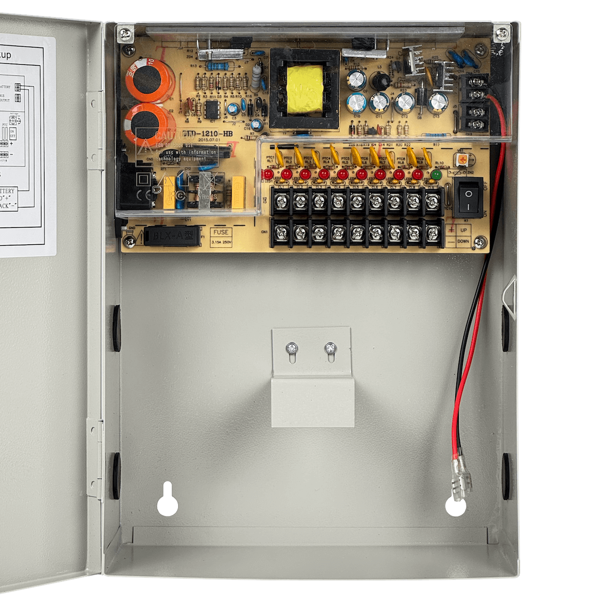 Fuente CCTV 12V 3A 9 Salidas con Gabinete Metálico y Llave 1