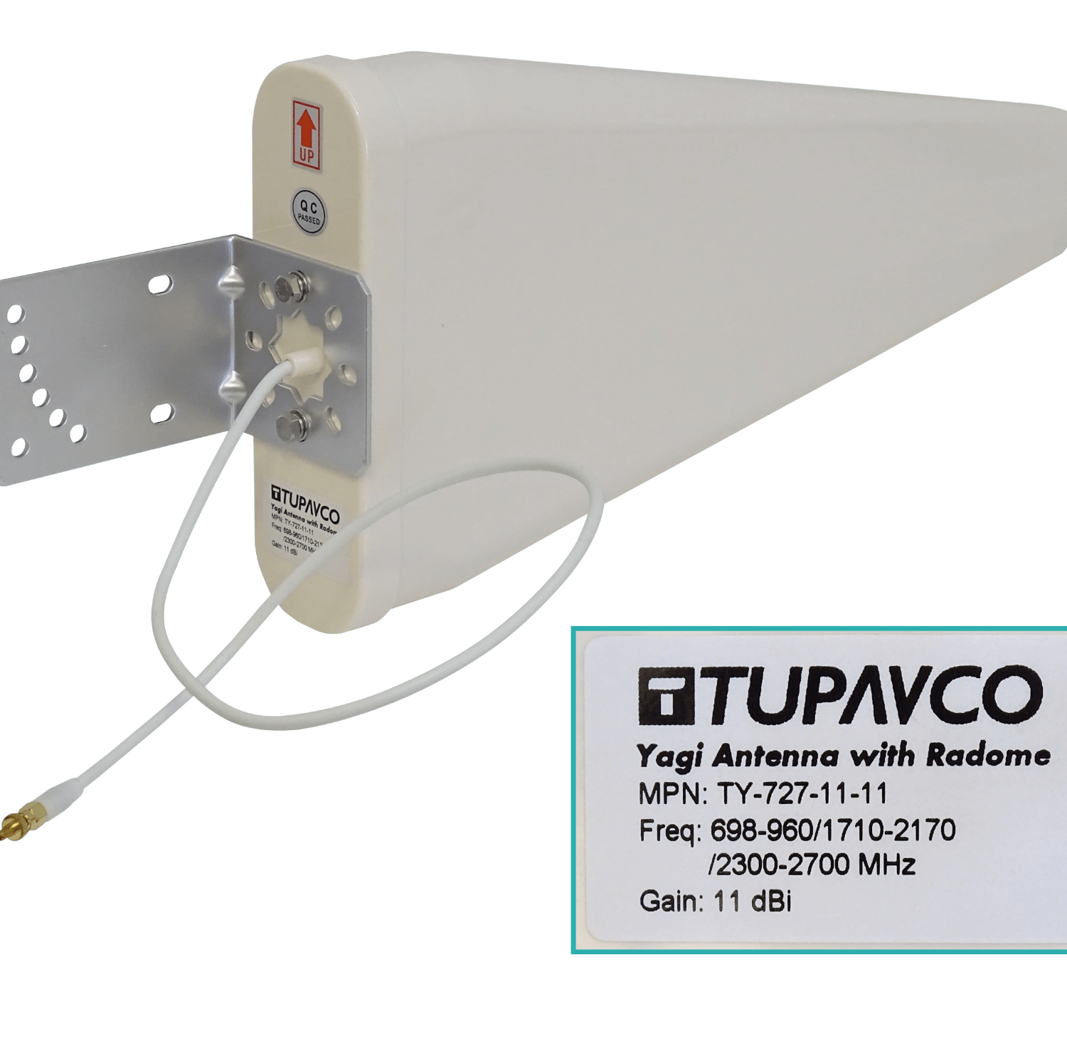 Antena Yagi TUPAVCO TP545 11dBi 3G 4G LTE 698-960MHz 1.71-2.7GHz conector SMA macho 4
