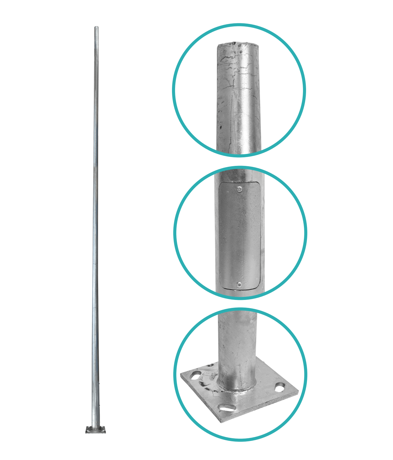 Poste Conico 7mt 3mm Base-260x260x12mm no-inc-Canastillo Cono-140/60mm 4