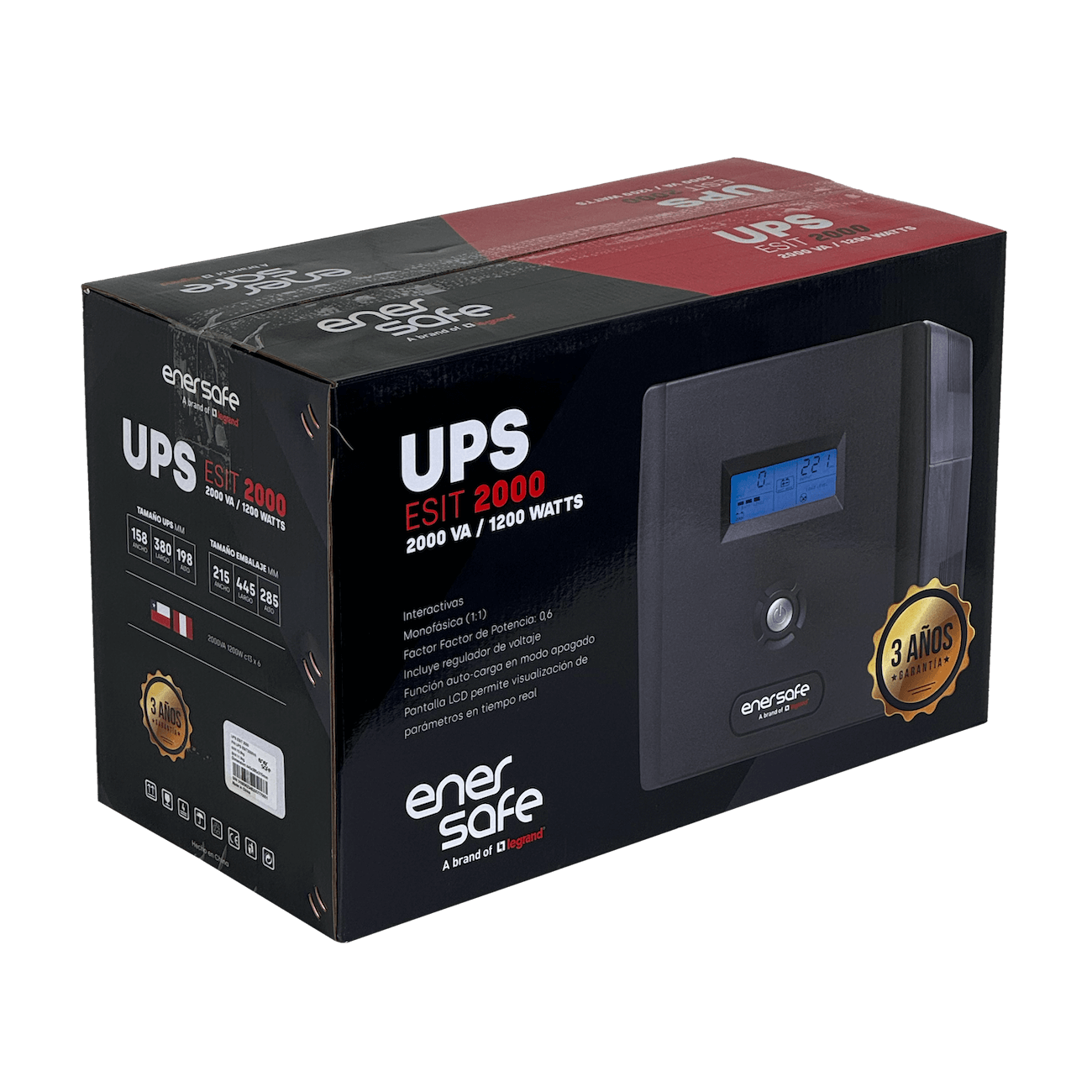 ENERSAFE 130WH 2x9AH 2KVA 1200W 6-C13 162-290VAC 2-6ms UPS 4
