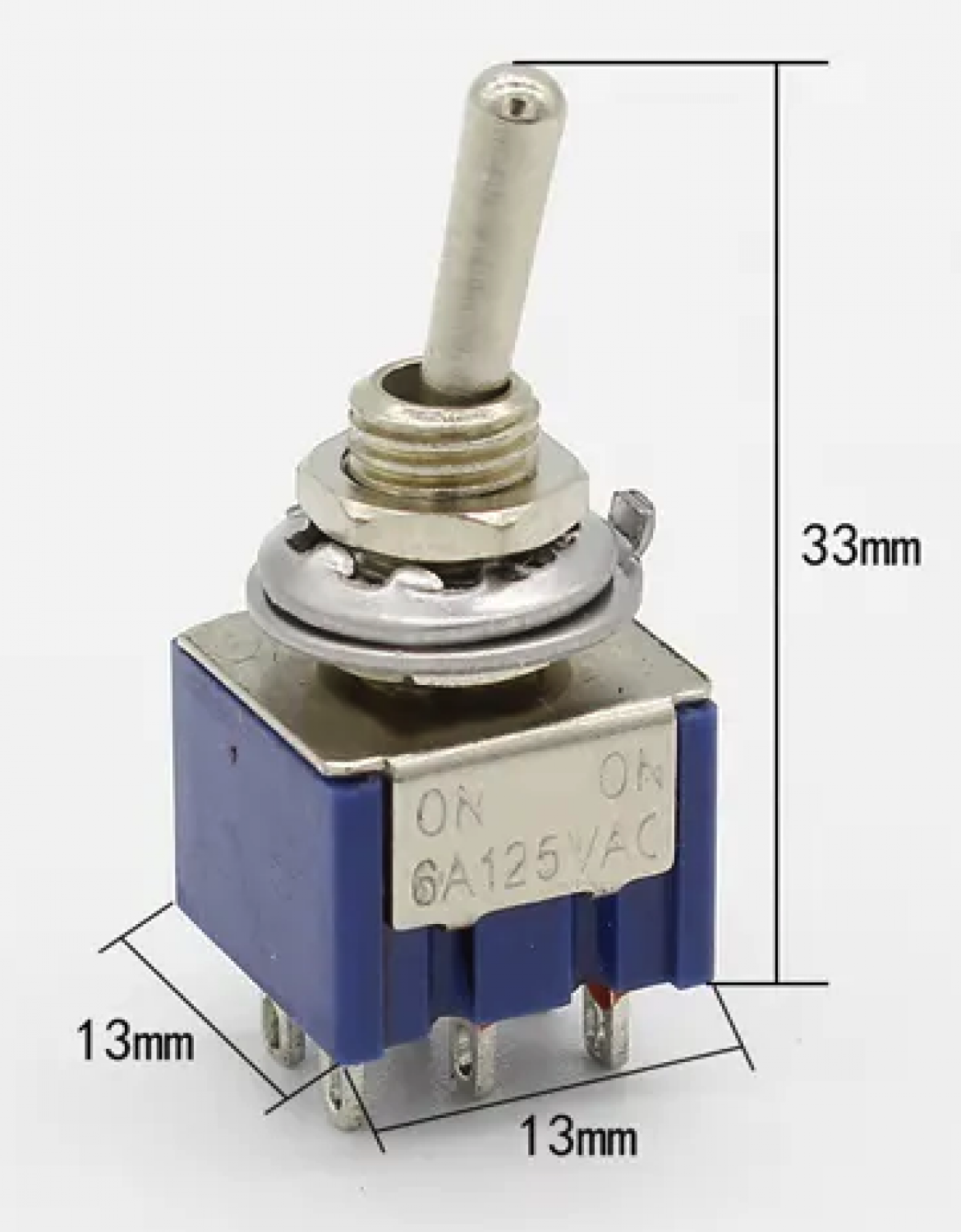 Interruptor MTS-202 6-Pin 2-Posiciones ON-ON 250V 3A DPDT Celeste 4