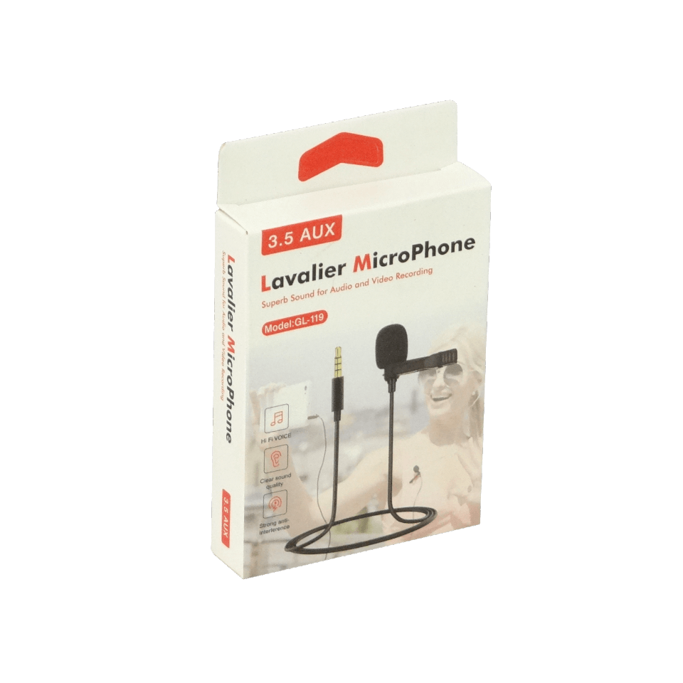 Microfono c/Pinza p/Camisa Polera Ropa 3,5mm-Macho Cable Pasivo GL-119 1