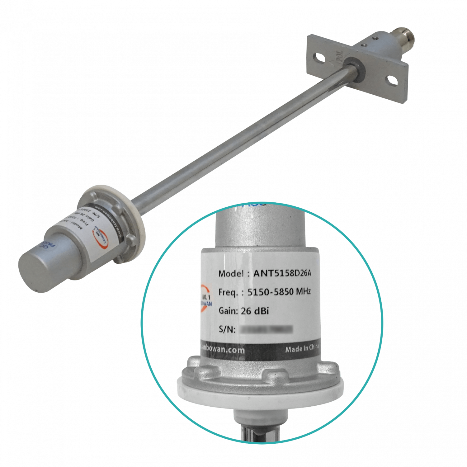 Antena Grilla 26,5dBi 5GHz 5,15-5,85GHz 6ºx9º N-H-30cm Armable 40x60cm 2