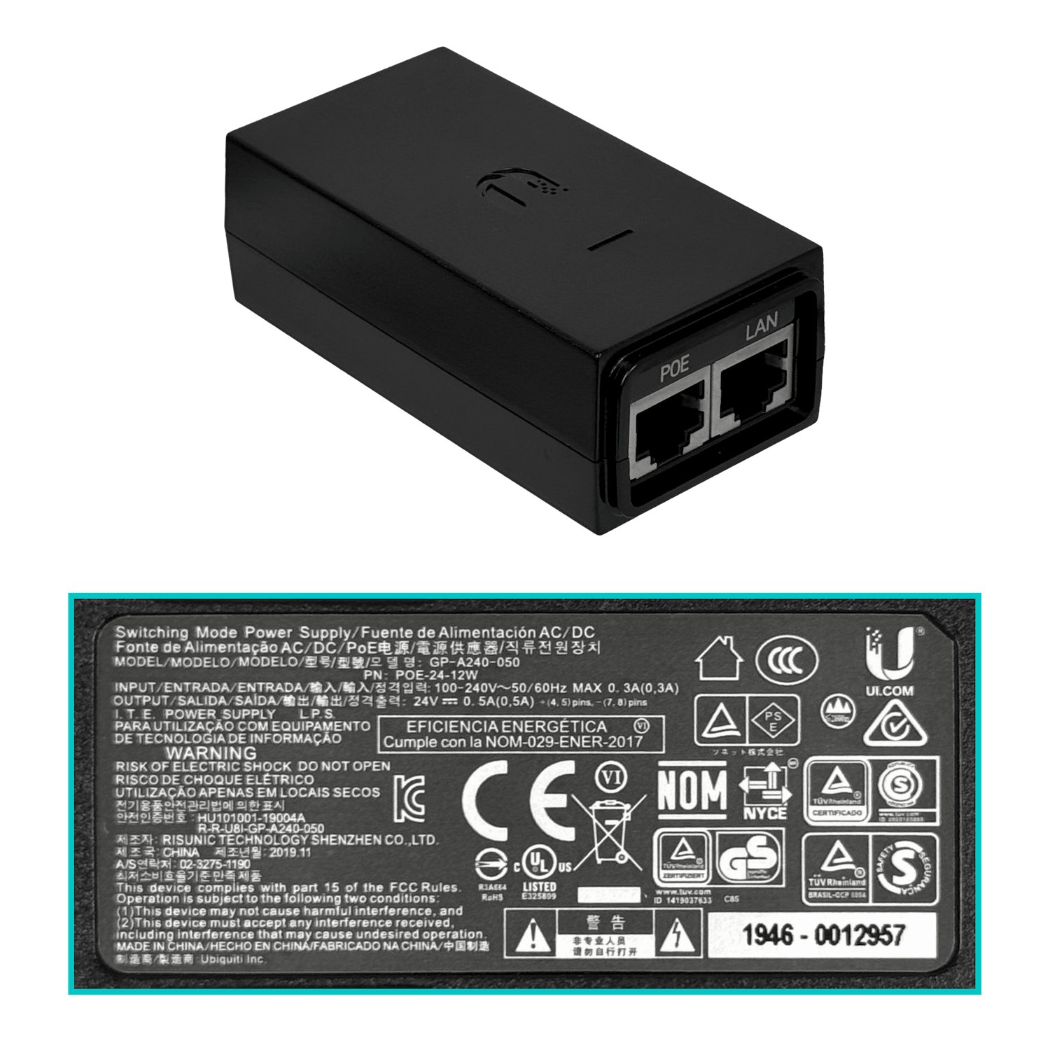 UBIQUITI 2,4GHz 1-100-PoE 2-RPSMA-H RM2 requiere Antena DoblePolaridad 8