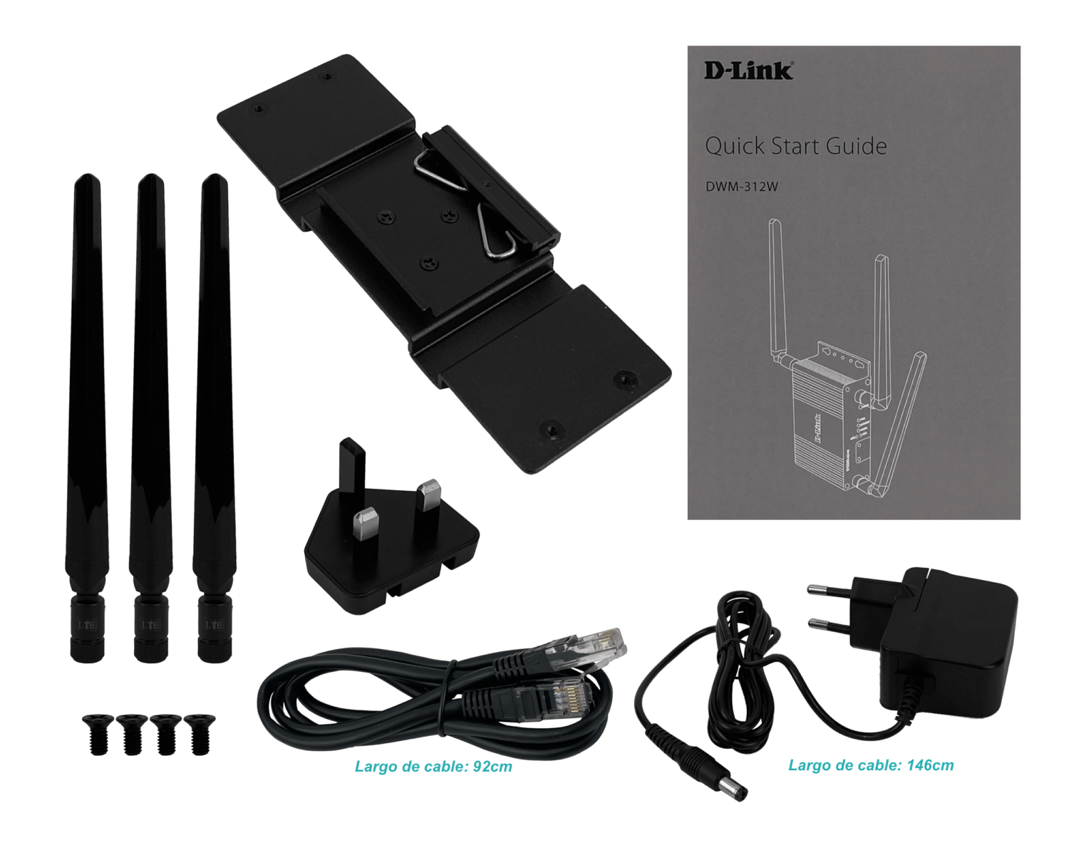 Router D-Link 4G/LTE M2M DWM-312W, 150Mbps, 2 SIM, 1 WAN/LAN, Industrial, Wi-Fi 2.4GHz, 12V 3
