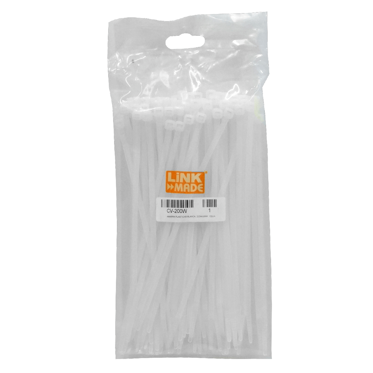Amarras Plásticas LINKMADE Blancas 203x4.6mm – Pack de 100 Unidades 3