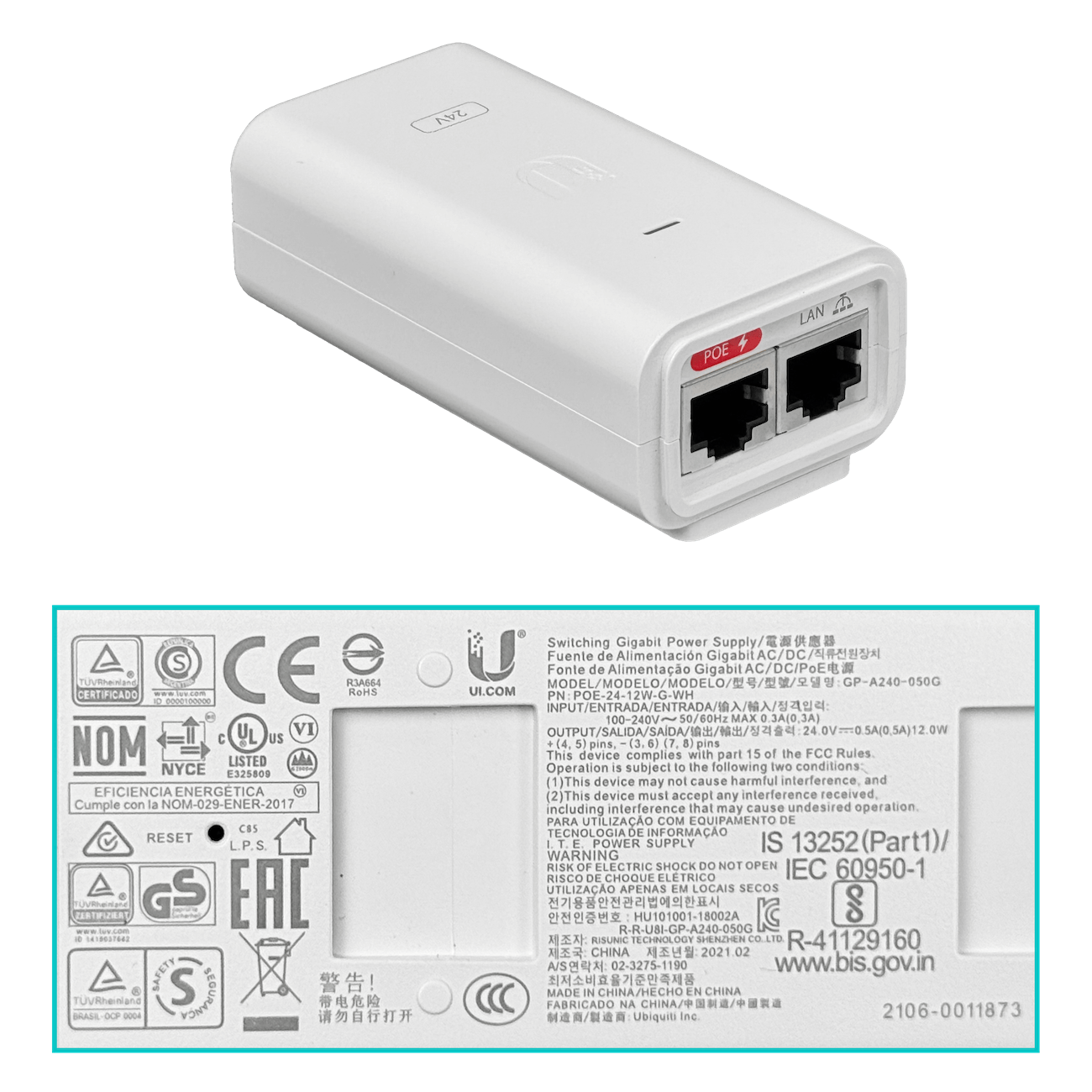 UBIQUITI 450mbps 1-1000 IsoStation 5GHz 14dBi 45x45º Cambiable c/PoE24 10