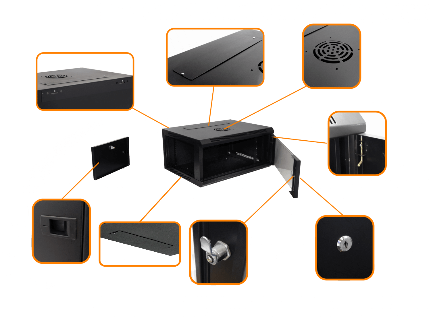LINKMADE Laterales-Remov 4U 45cm-Fondo Rack Pared Mural Negro 3