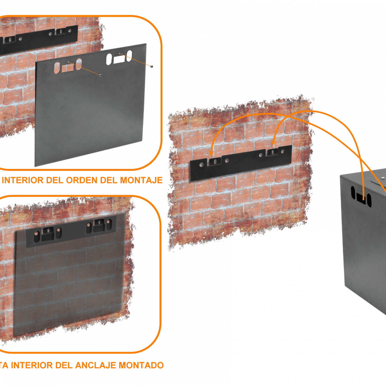 LINKMADE Laterales-Remov 4U 45cm-Fondo Rack Pared Mural Negro 4