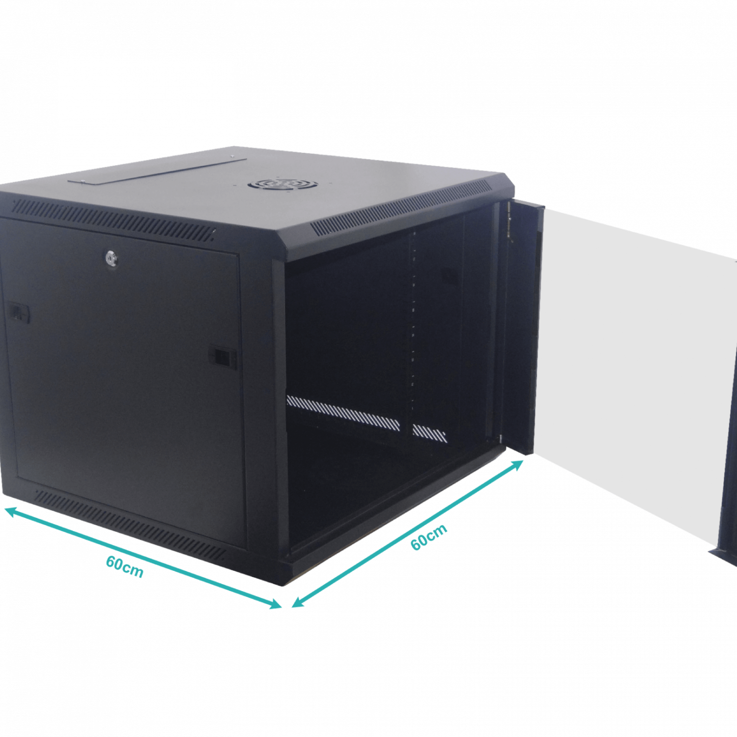 Gabinete Rack de Pared LINKMADE 9U, Fondo 60cm, Negro, Incluye M6-2U 1