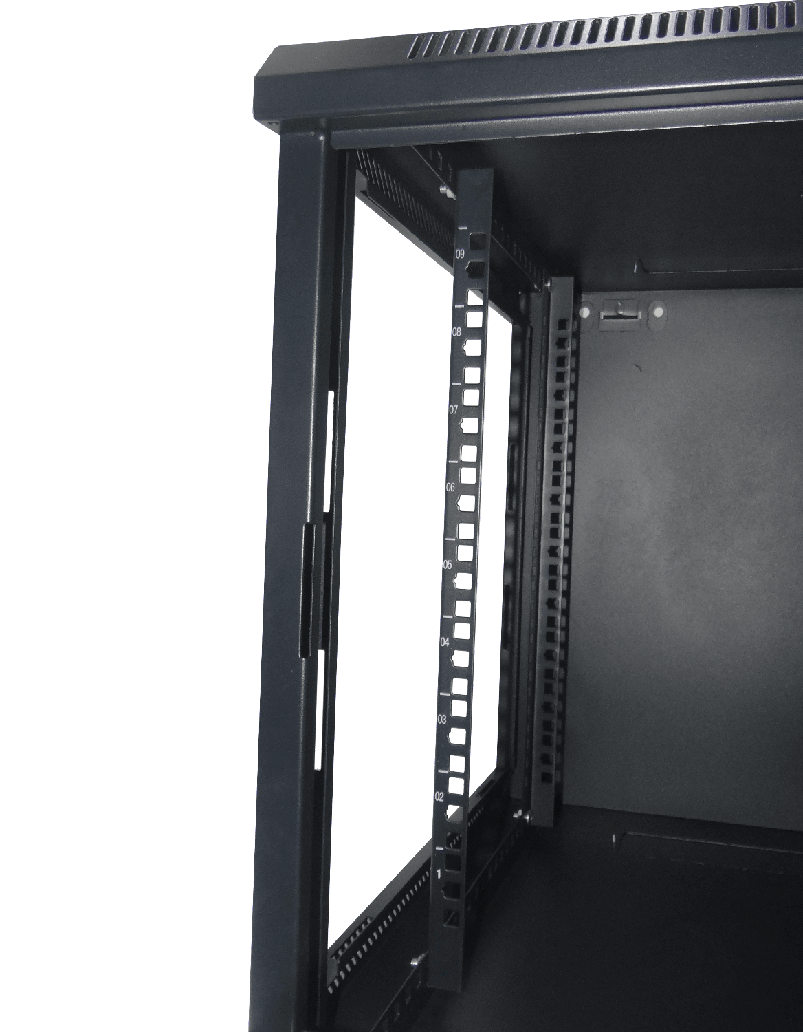 Gabinete Rack de Pared LINKMADE 9U, Fondo 60cm, Negro, Incluye M6-2U 2