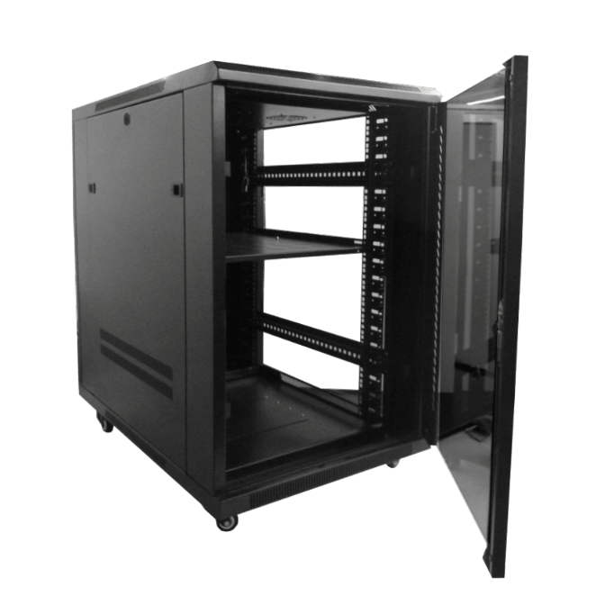 Rack Piso LINKMADE RK18-9VL 18U 90cm Fondo Negro PDU y Ventilacion Incluidas 2
