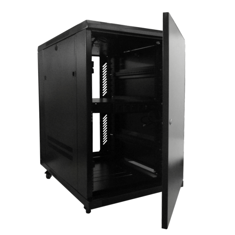 Rack Piso LINKMADE RK18-9VL 18U 90cm Fondo Negro PDU y Ventilacion Incluidas 3