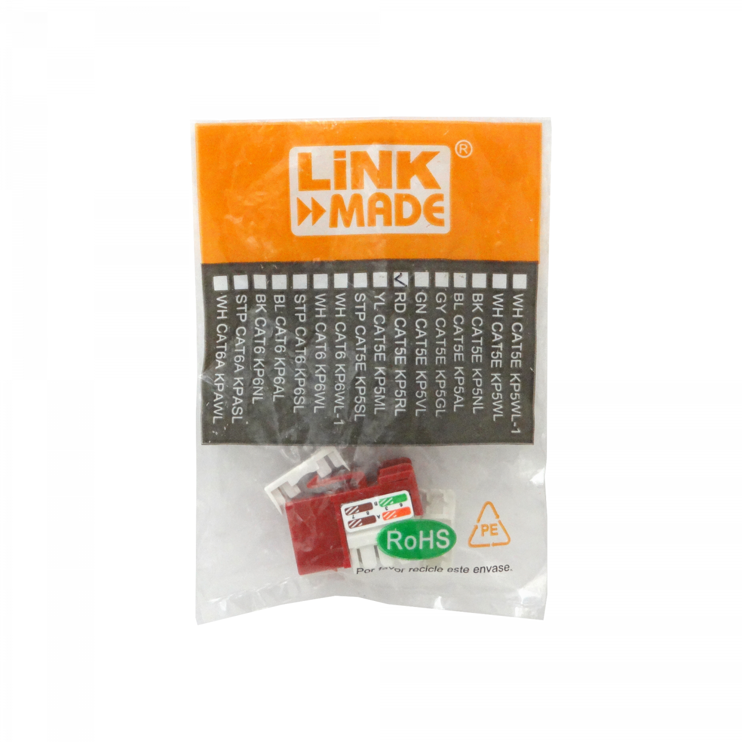 LINKMADE Rojo Cat5E U/UTP Punchable Keystone Conector Hembra RJ45 1