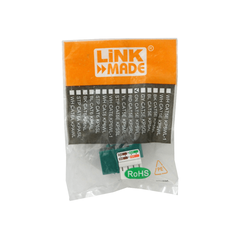 LINKMADE Verde Cat5E U/UTP Punchable Keystone Conector Hembra RJ45 4