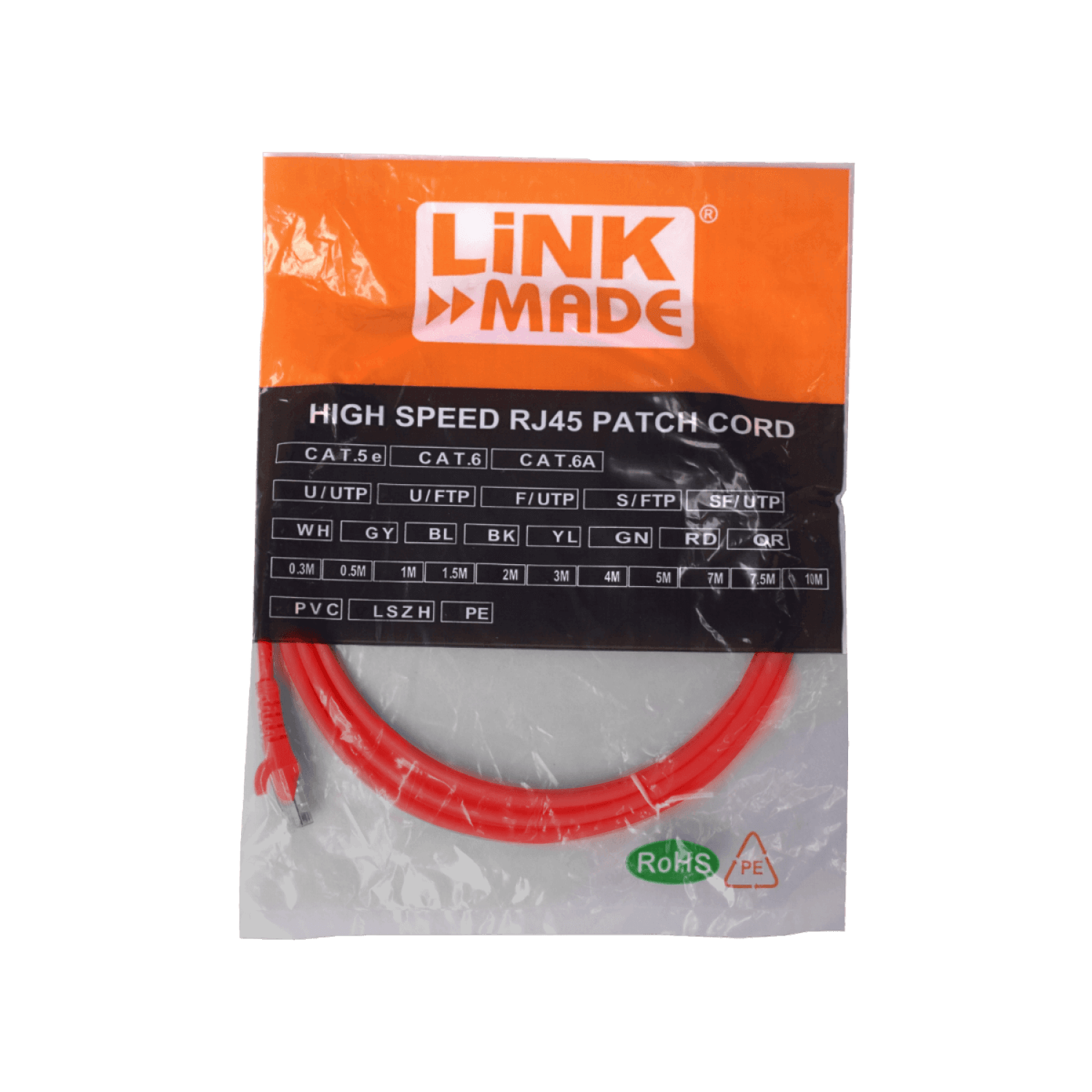Cable Patch Cruzado LINKMADE Cat6 2mt Rojo U/UTP CrossOver 568A/568B 2