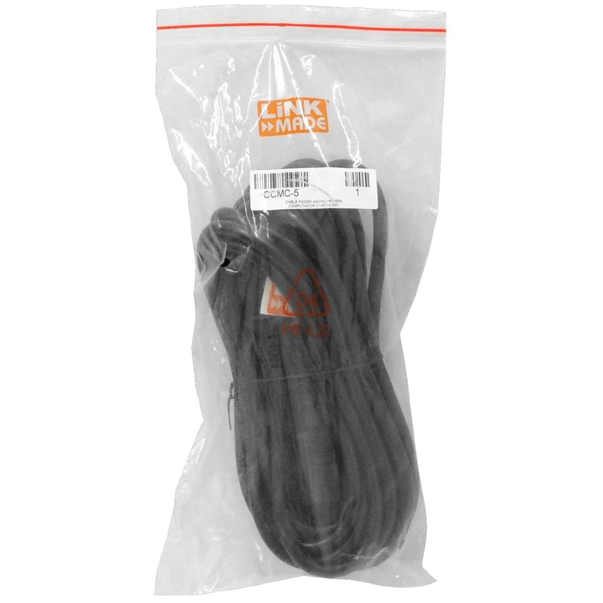 Cable de Poder 5m LINKMADE Macho-Hembra C13/C14 Negro 6A 3x1.0mm2 3
