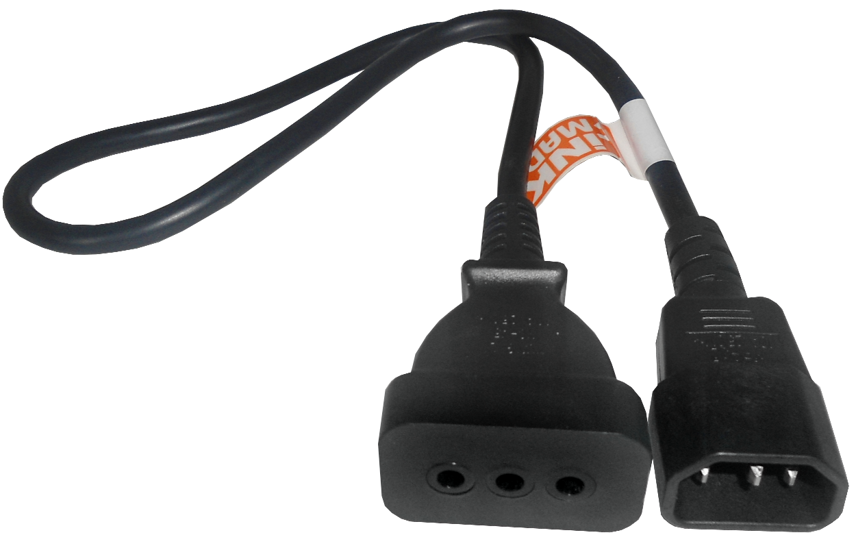 Cable de Poder 60cm LINKMADE Hembra-IH a C14 Macho Negro 6A 3x0.75mm2 3