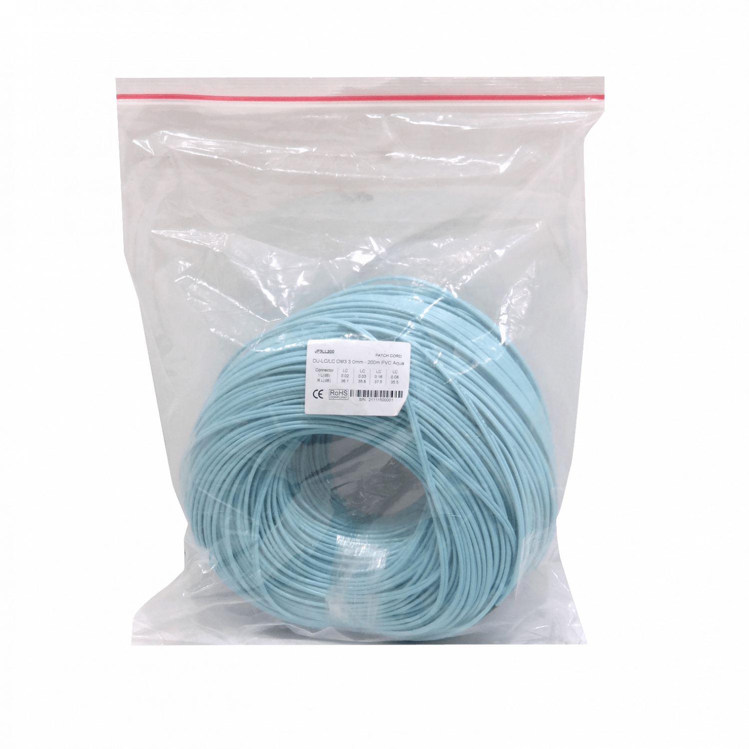 200mt LC-LC OM3 MultiModo MM Duplex Jumper Fibra 3.0mm 50/125um LSZH 1