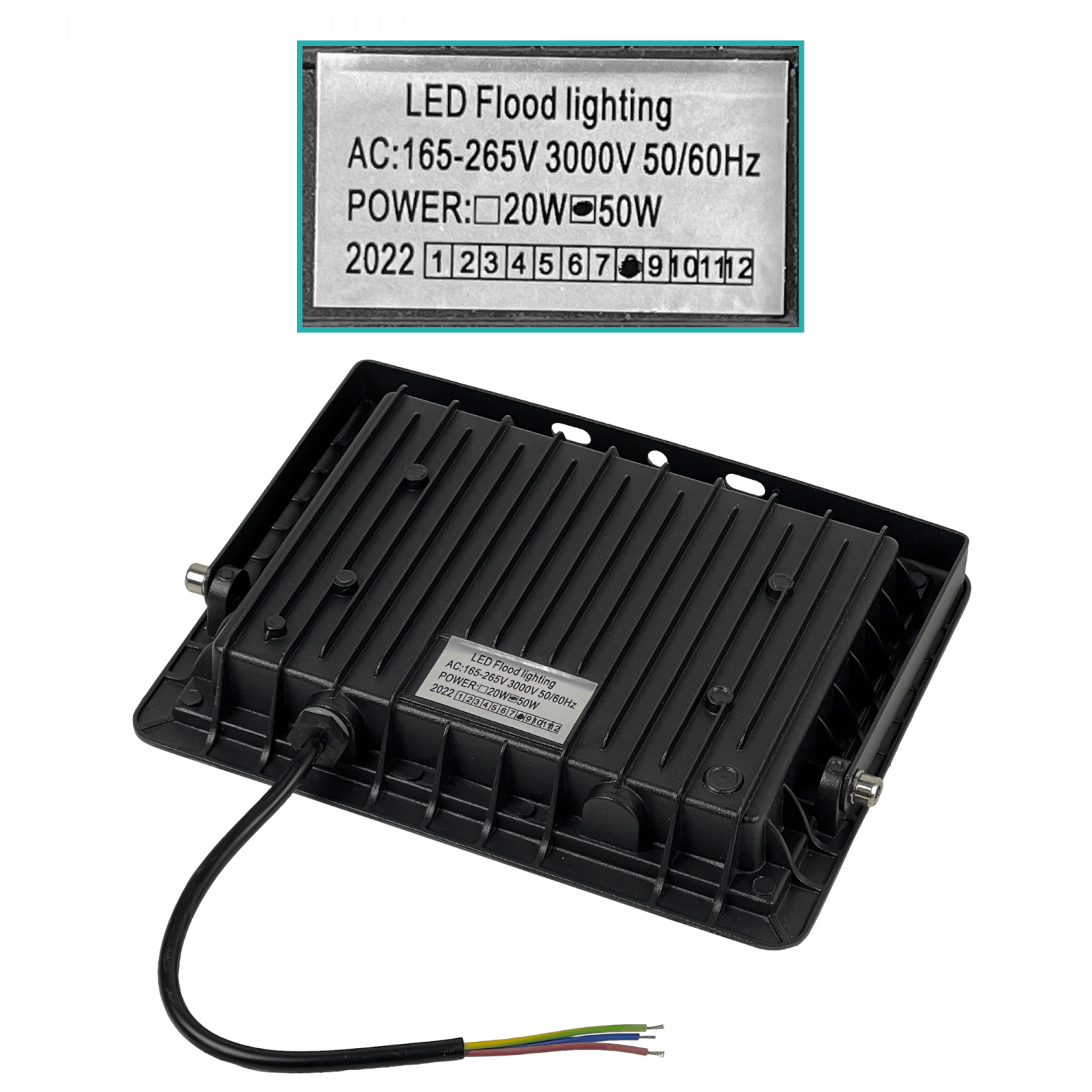 Lámpara LED Exterior, 50W, 900lm, 120°, 165-265V AC, IP66 3