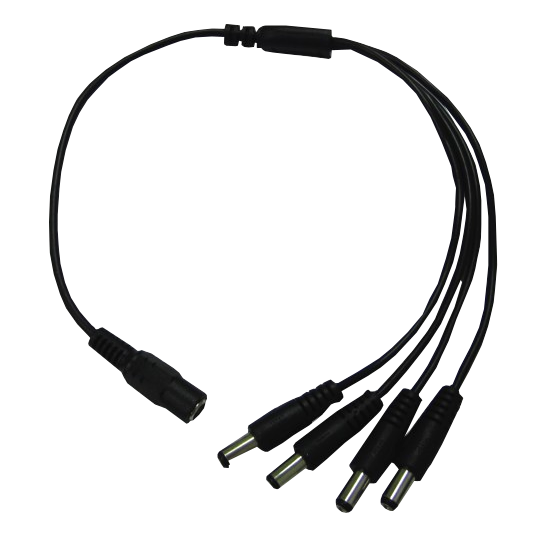 Cable 5,5x2,1mm Larg11mm 1-DC-H a 4-DC-M Divisor 16cm+16cm Negro 1