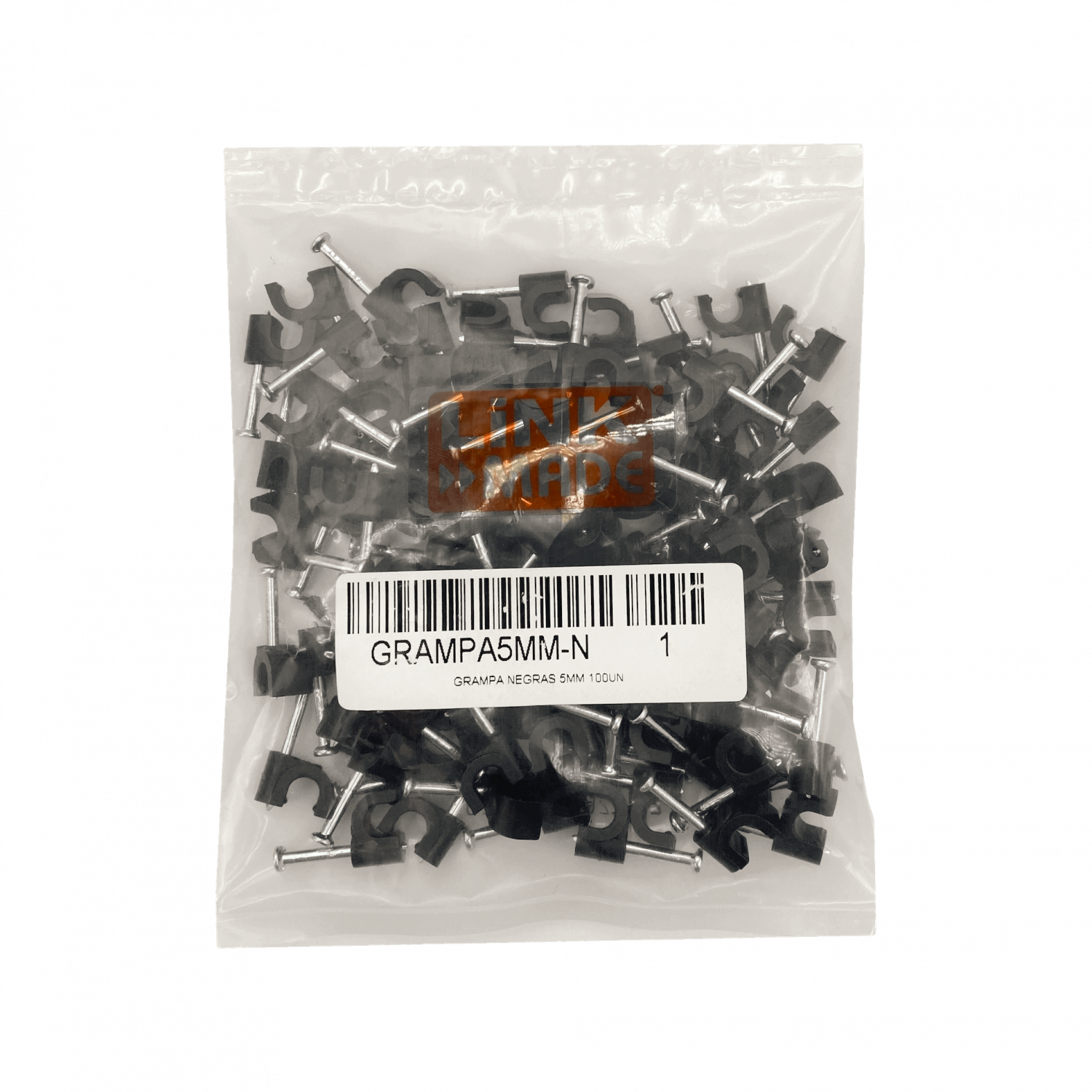 Grampas LINKMADE 5mm Redondas Negras con Clavo para Concreto - Pack de 100 2
