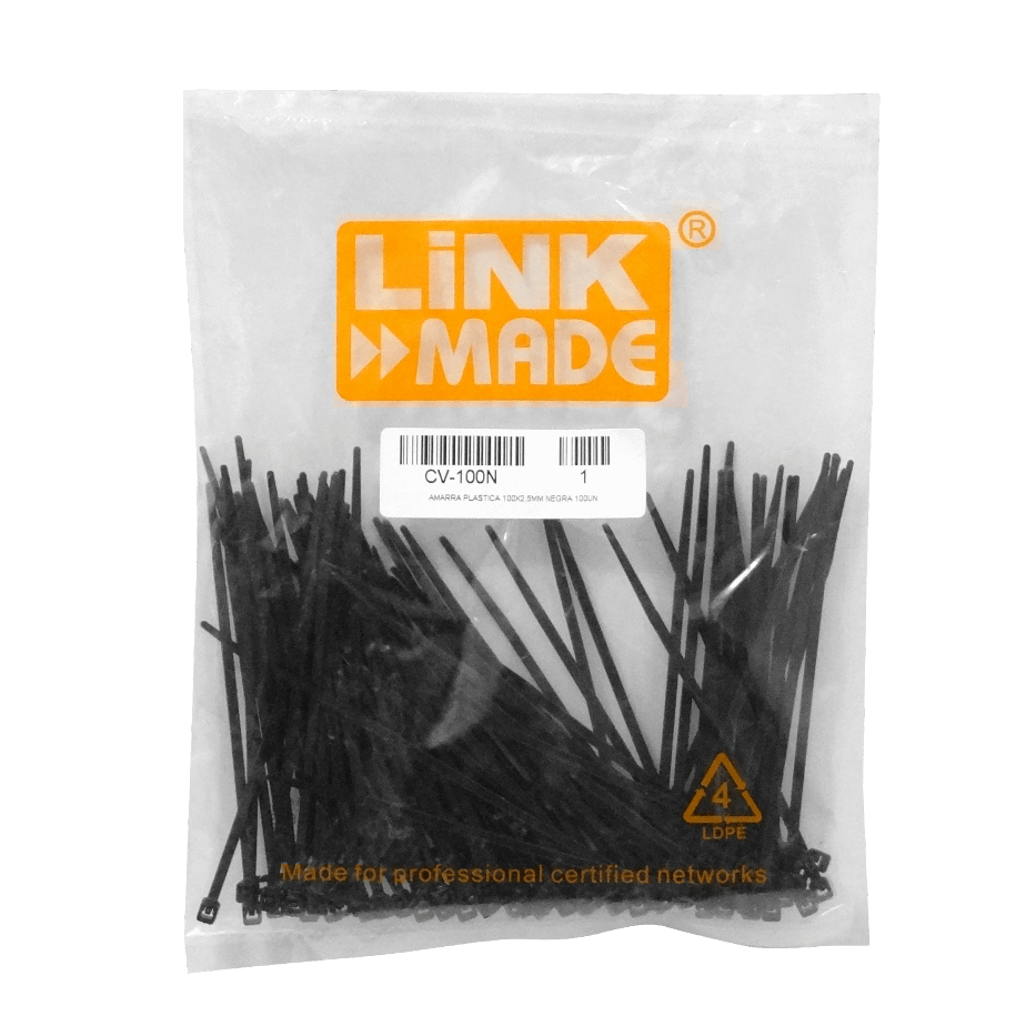 Amarras Plásticas LINKMADE 100x2.5mm Negras - Pack de 100 Unidades 3