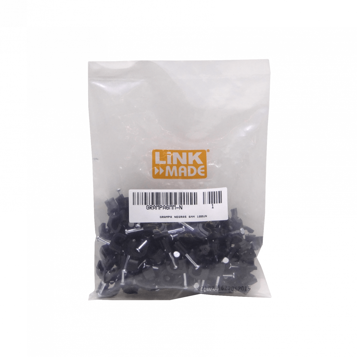 Grampas LINKMADE 6mm Redondas Negras con Clavo para Concreto - Pack de 100 1