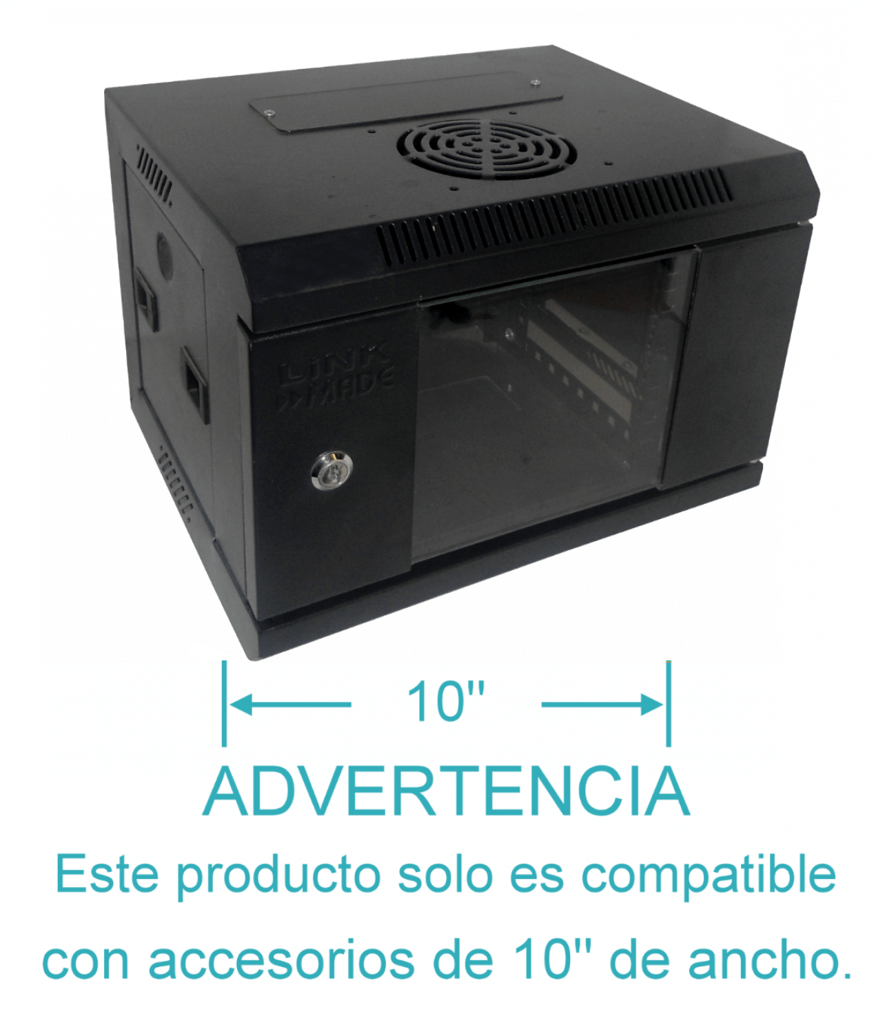 Gabinete Rack LINKMADE RK1004-3L 4U 10 Pulgadas Fondo 30cm Negro Vidrio 2