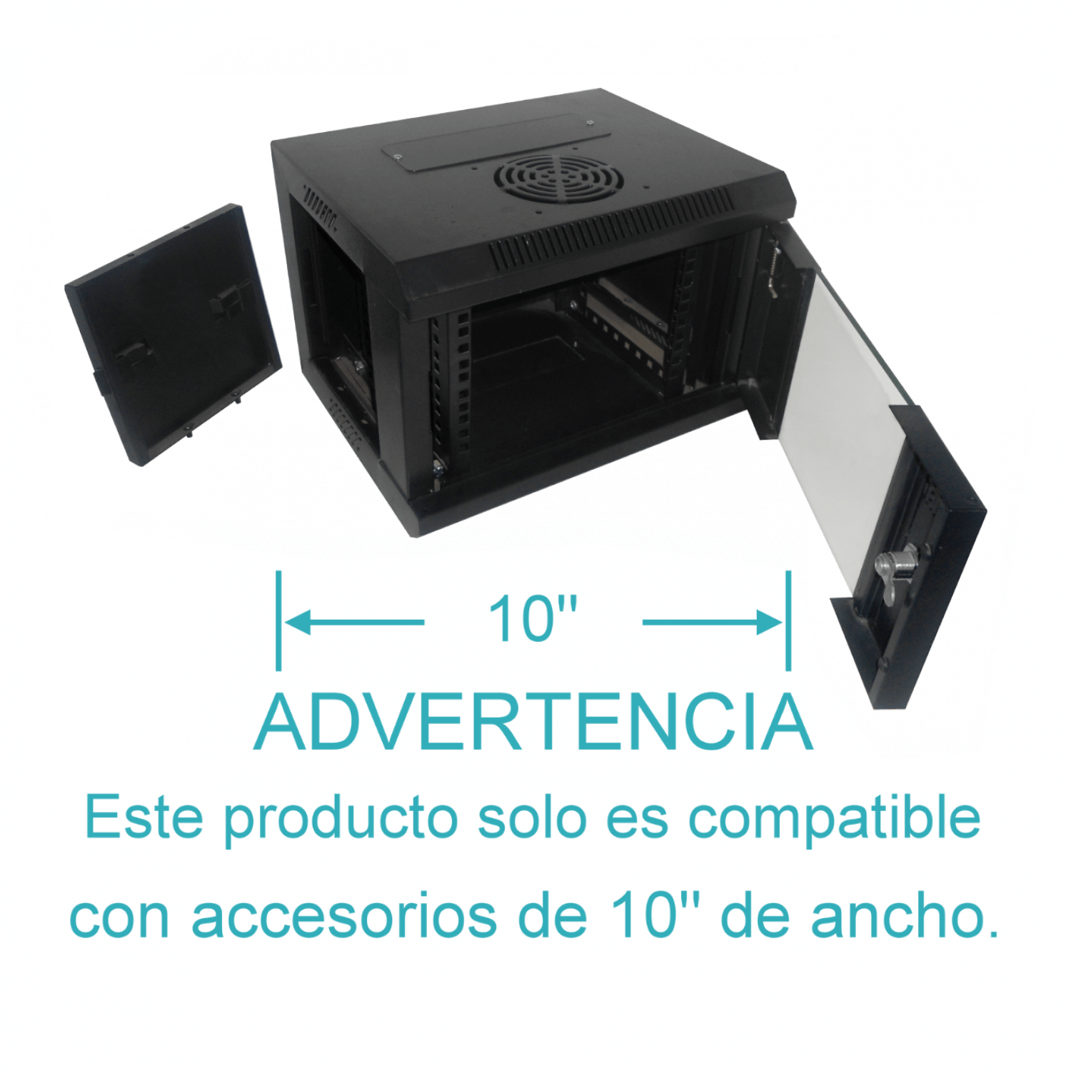 Gabinete Rack LINKMADE RK1004-3L 4U 10 Pulgadas Fondo 30cm Negro Vidrio 5
