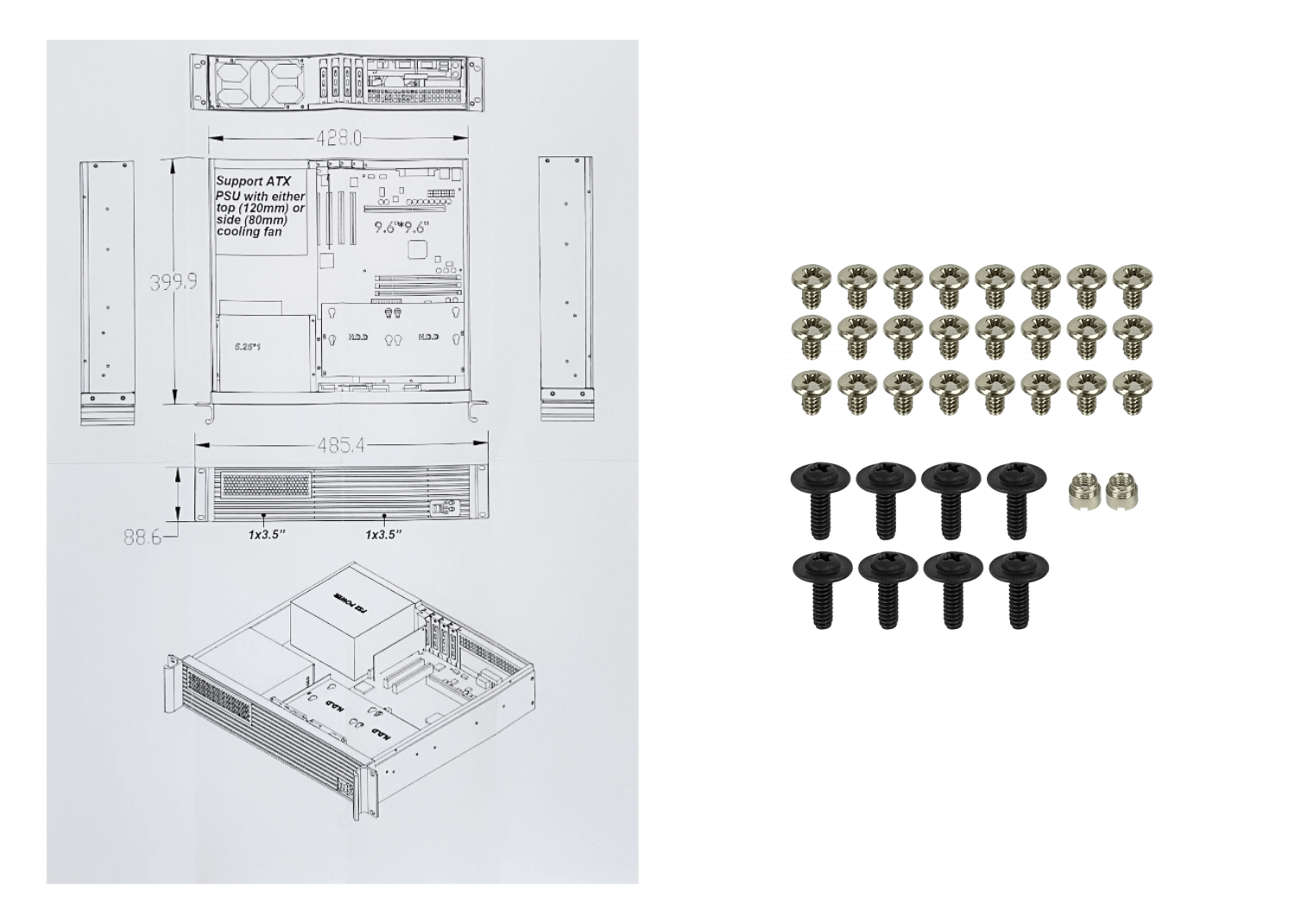 Case Rack LINKMADE RAG-2U 2U Micro ATX 4 PCI Low Profile sin Fuente ATX 6