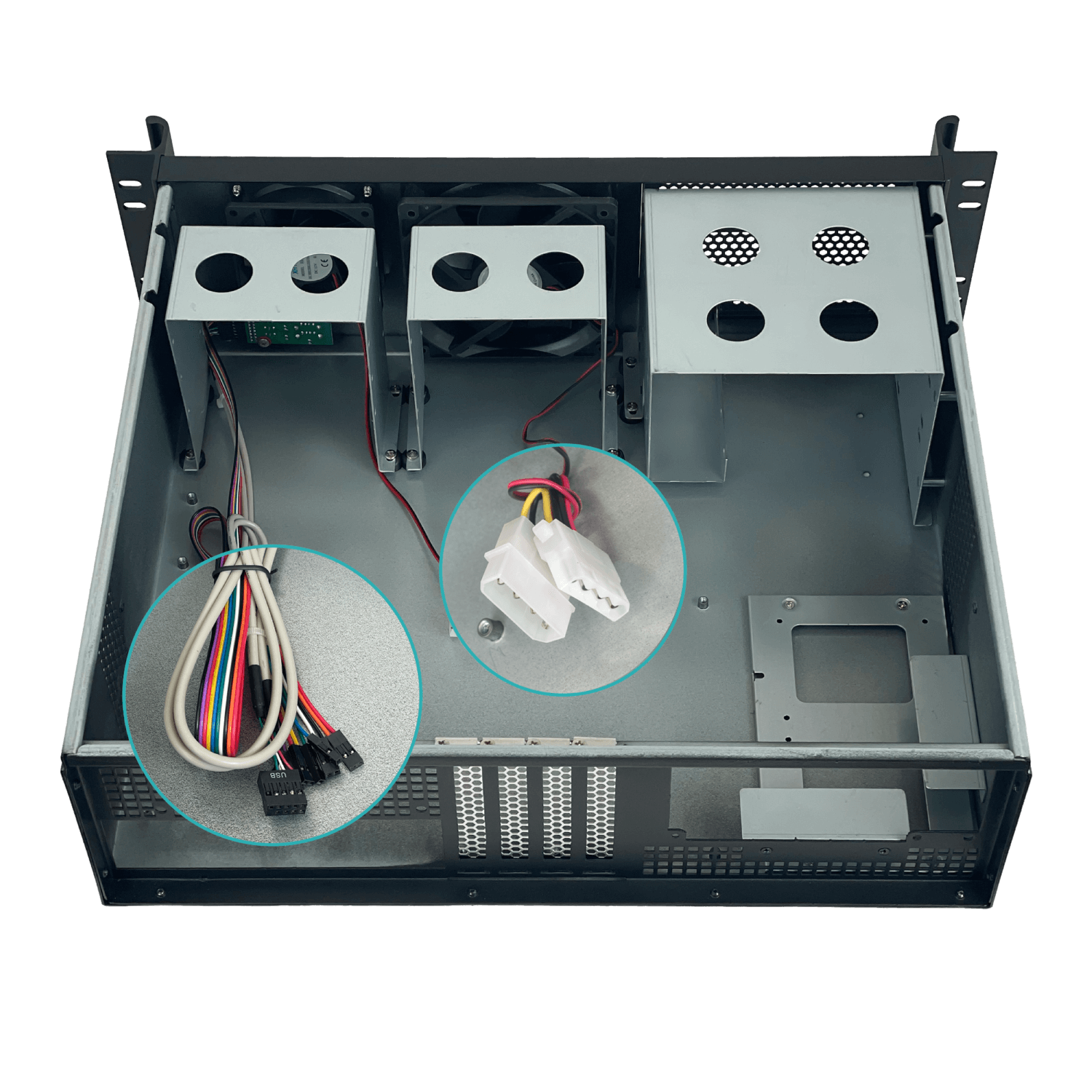 Case Rack LINKMADE RAG-3U 3U ATX MATX con 2 Ventiladores Requiere Fuente ATX 4
