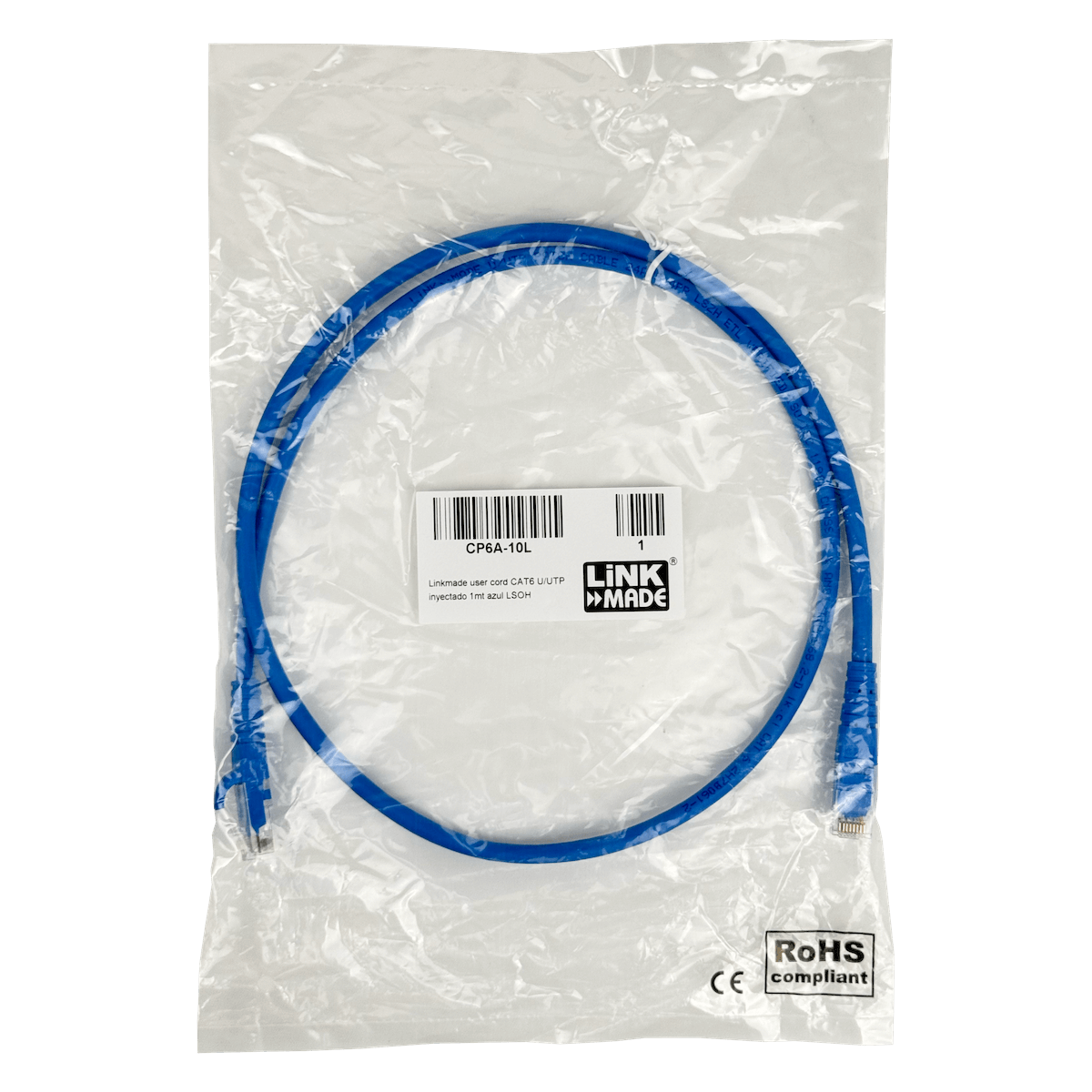 Cable Patch LINKMADE Cat6 Azul LSZH 1 metro Inyectado Multifilar 3