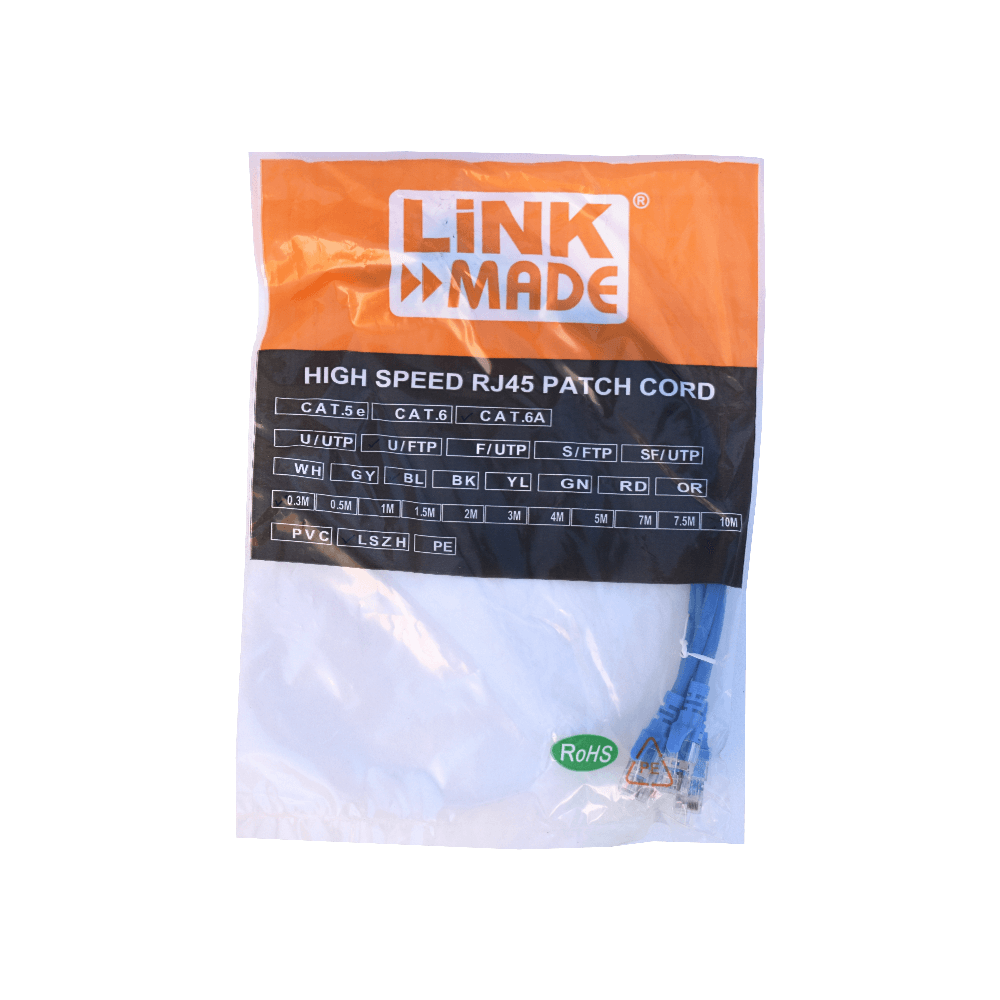 LINKMADE 4un 0,3mt Cat6a U/FTP Azul LSZH Cable Patch Iny Multif 4x30cm 3