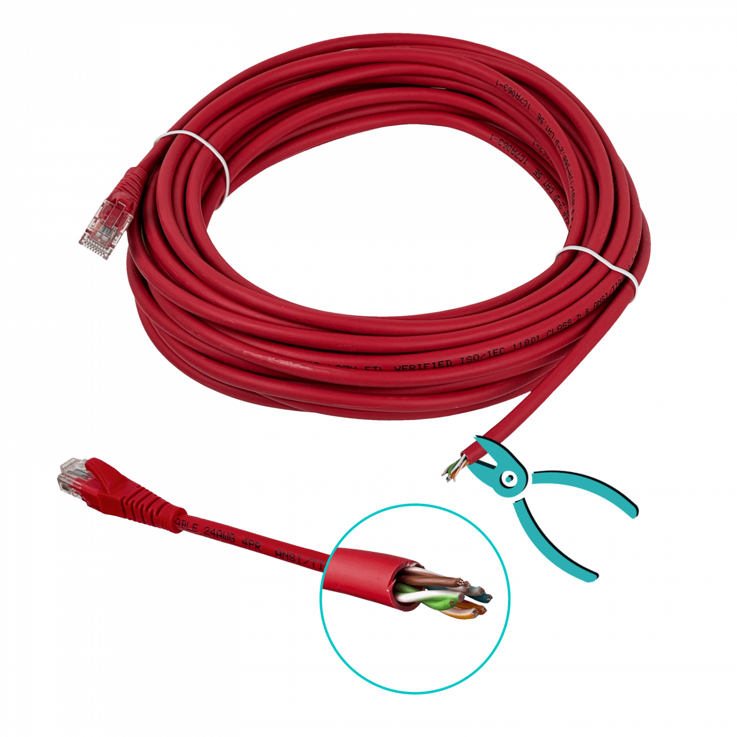 Cable Patch LINKMADE Cat5E Rojo LSZH, 10m, Inyectado, Multifilar 5