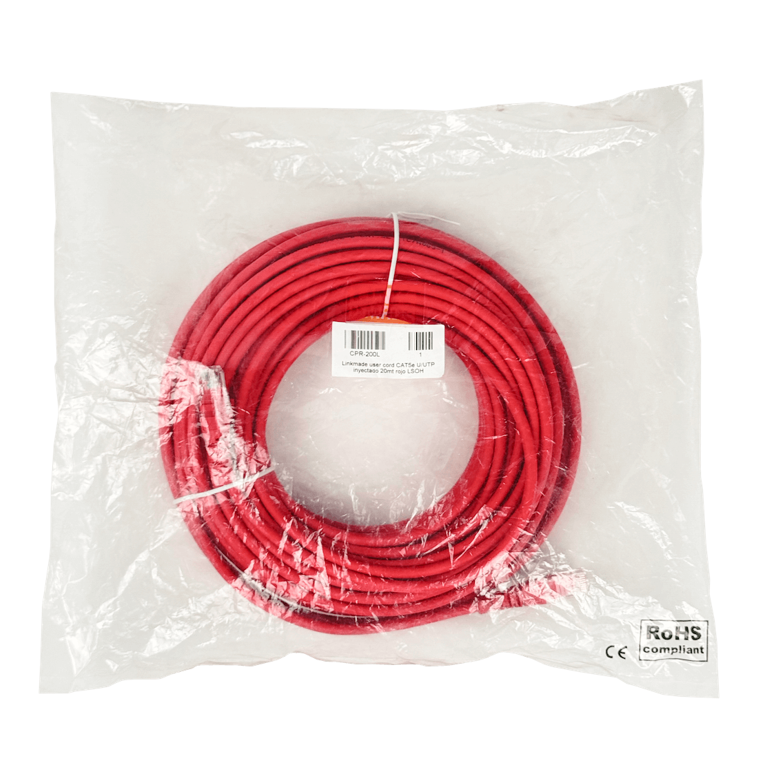 Cable Patch LINKMADE Cat5e 20mt Rojo LSZH Inyectado Multifilar 4
