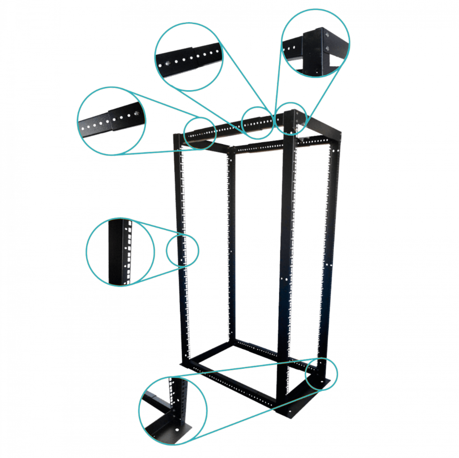 Bastidor Ajustable 32U LINKMADE RK32-BBLW 4 Pilares Fondo 60 a 100cm Negro 1