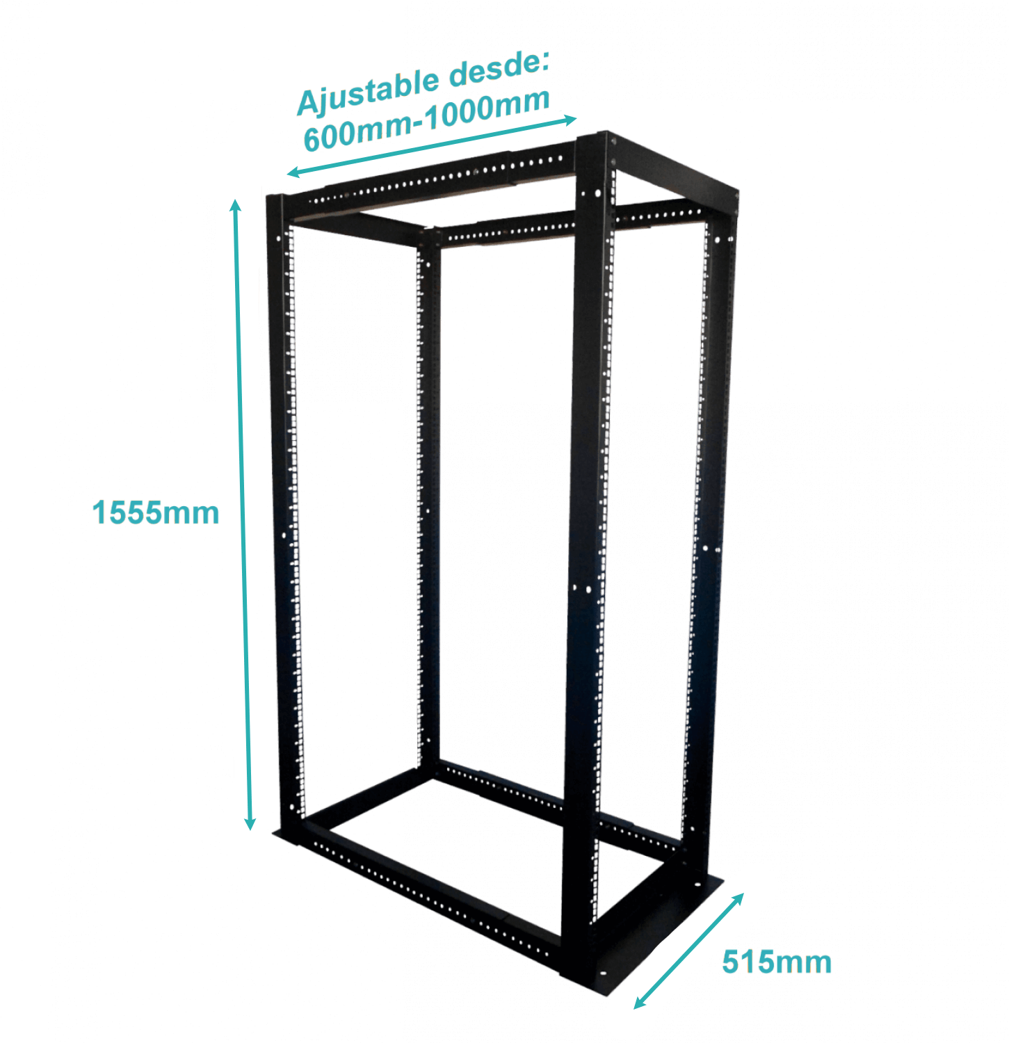 Bastidor Ajustable 32U LINKMADE RK32-BBLW 4 Pilares Fondo 60 a 100cm Negro 5