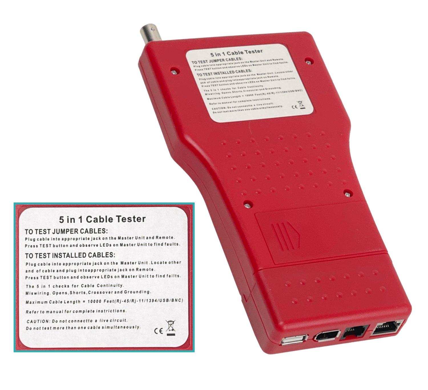 Tester 1-USB 1-1394 1-BNC 1-RJ45 1-RJ11 REQ/BAT-9V 1