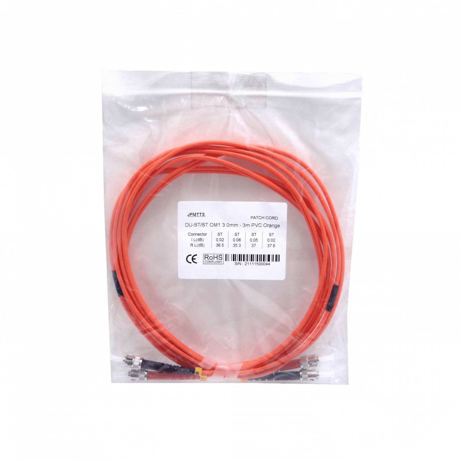 3mt ST-ST OM1 Multimodo MM Duplex Jumper Fibra 62.5/125um LSZH 1
