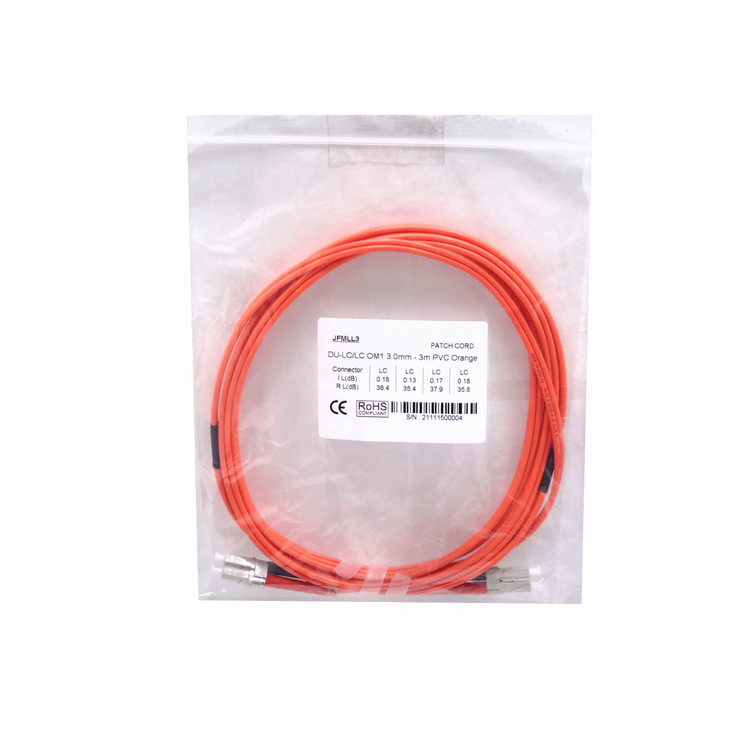 3mt LC-LC OM1 MultiModo MM Duplex Jumper Fibra 62.5/125um LSZH 2