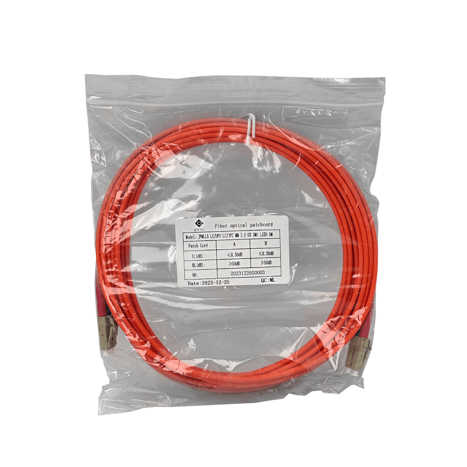 5mt LC-LC OM1 MultiModo MM Duplex Jumper Fibra 62.5/125um LSZH 3