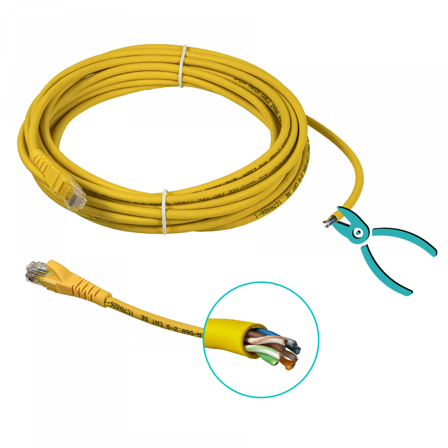 Cable Patch LINKMADE Cat5e 7.5mt Amarillo LSZH Inyectado Multifilar 2