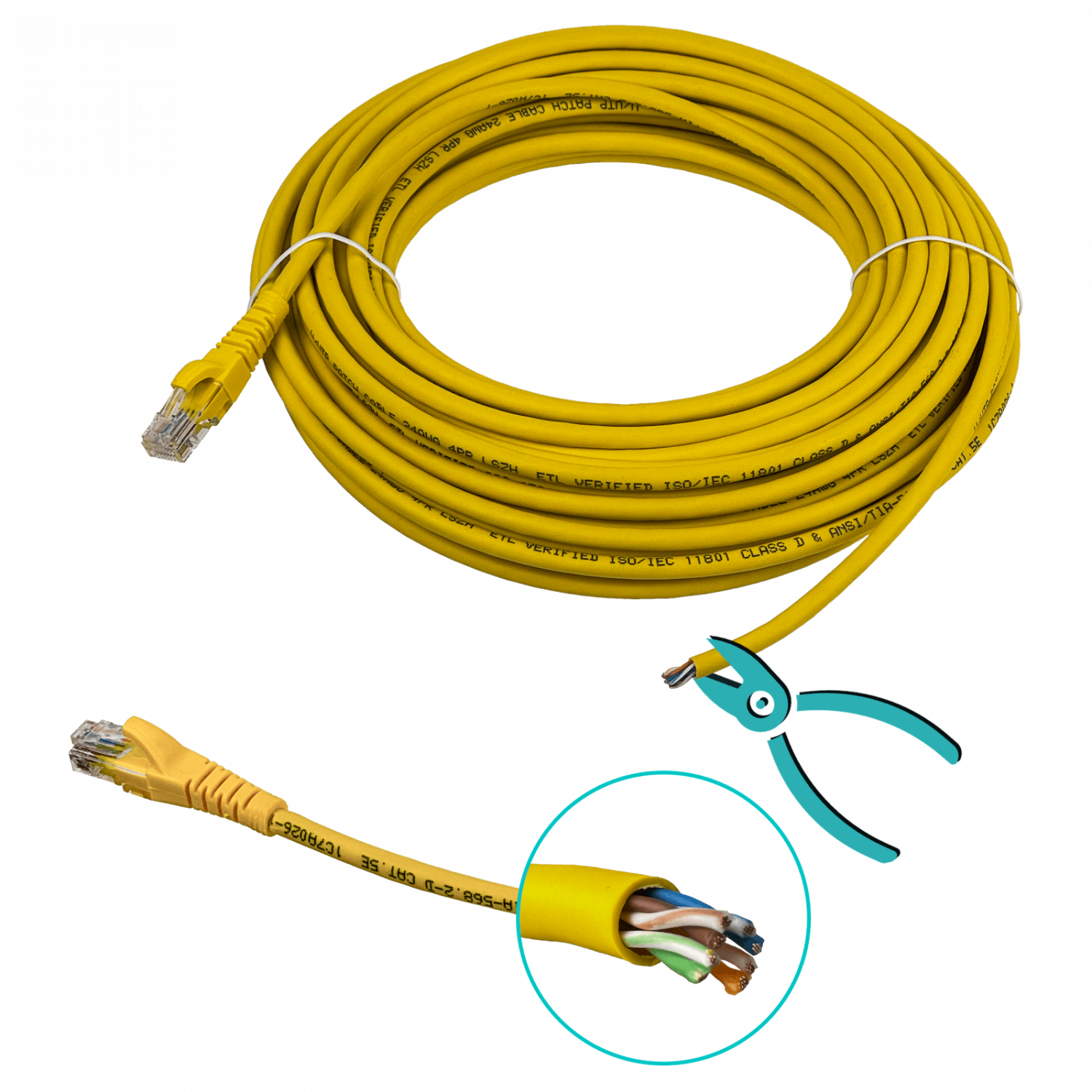 Cable Patch LINKMADE Cat5E Amarillo LSZH, 15m, Inyectado, Multifilar   2