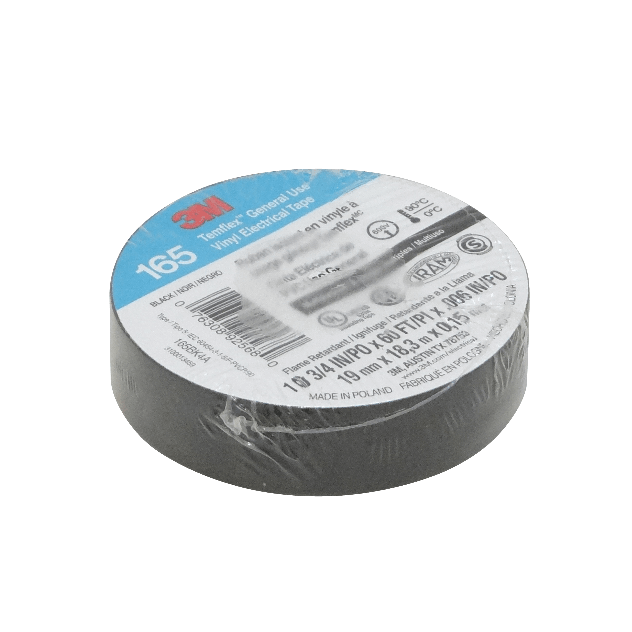 Cinta Huincha Aisladora 3M165 Negra, 18 Metros, PVC 19mm 0,15mm 600V 0-90ºC 3
