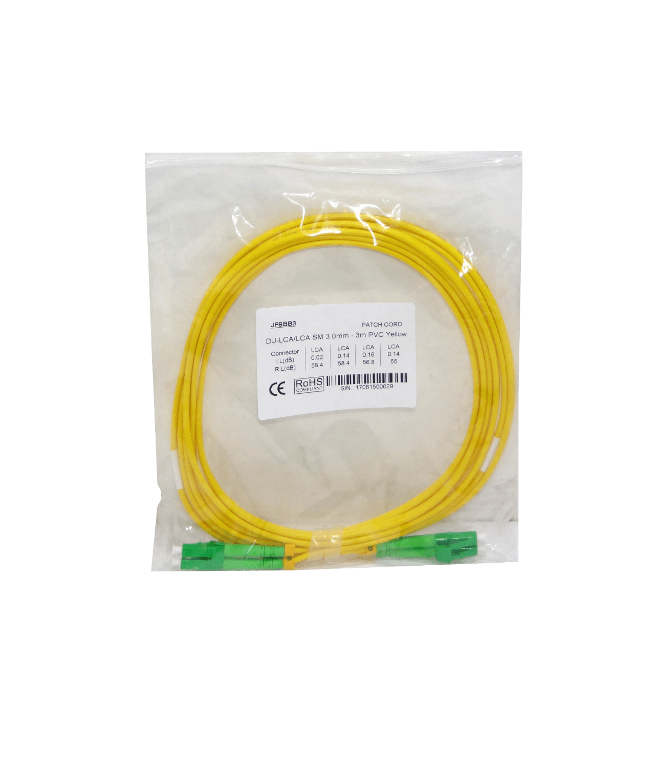 3mt SM LC/APC-LC/APC MonoModo SM Duplex Jumper Cable Fibra 3.0mm 9/125 2