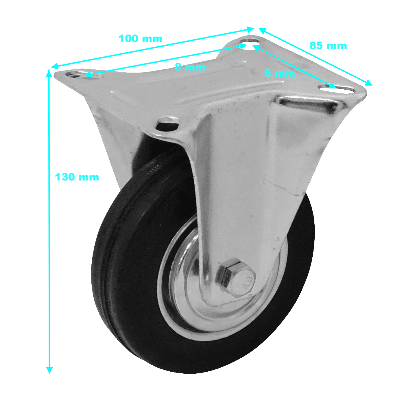 Rueda 4-pulgadas Fija Negra Soporta-80Kg 85x100x130mm 1