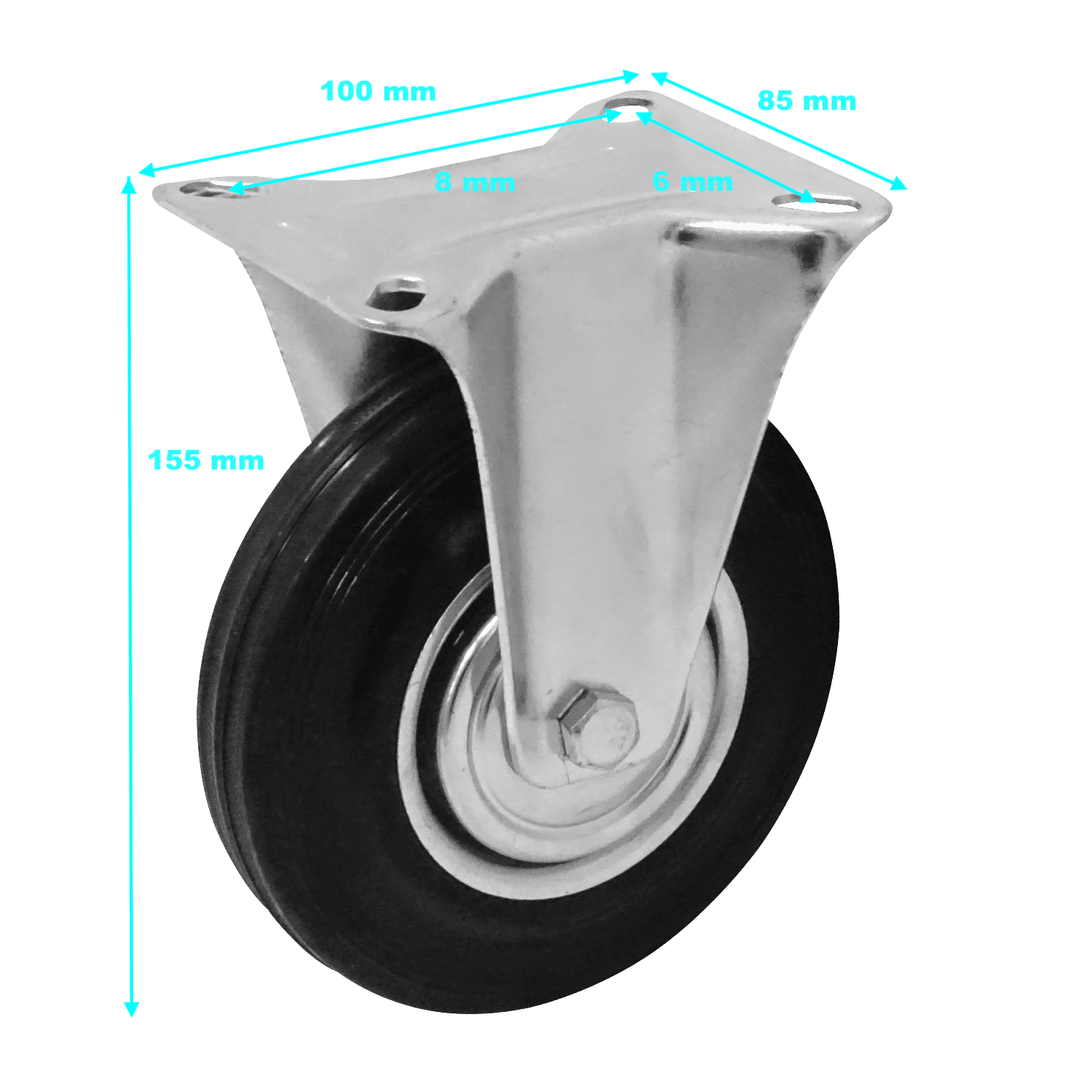 Rueda 5-pulgadas Fija Negra Soporta-125Kg 85x100x155mm 1